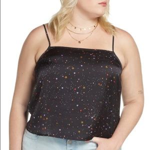 Bp black starry sky satin spaghetti cami